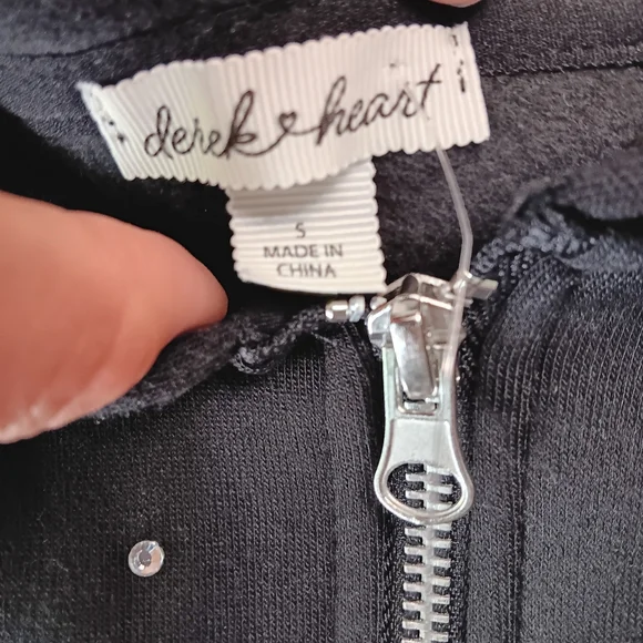 Derek Heart Black Crop Top Jacket with Sparkling Accents - Picture 2 of 3